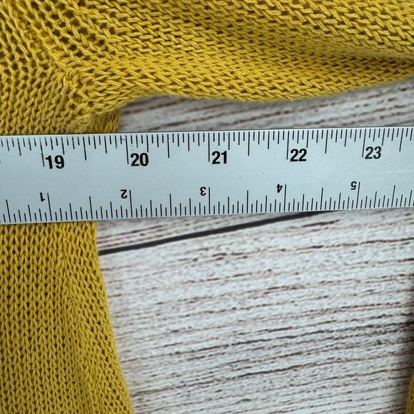 Moth Anthropologie Linen Blend Loose Knit Sweater Womens Large Yellow Boat Neck - Picture 10 of 11